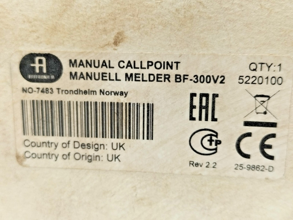 Autronica BF-300V2 Manual Call Point