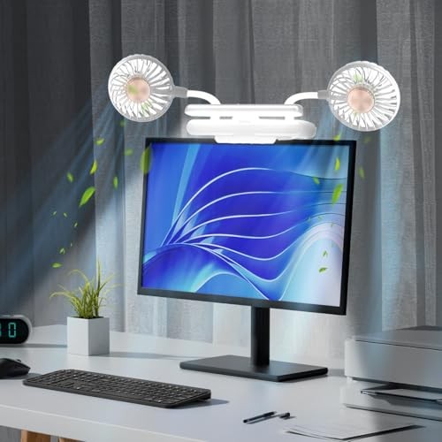 Space-Saving Clip Fan Light, USB-Powered Cooling 3D Fan Study Glacier Silver