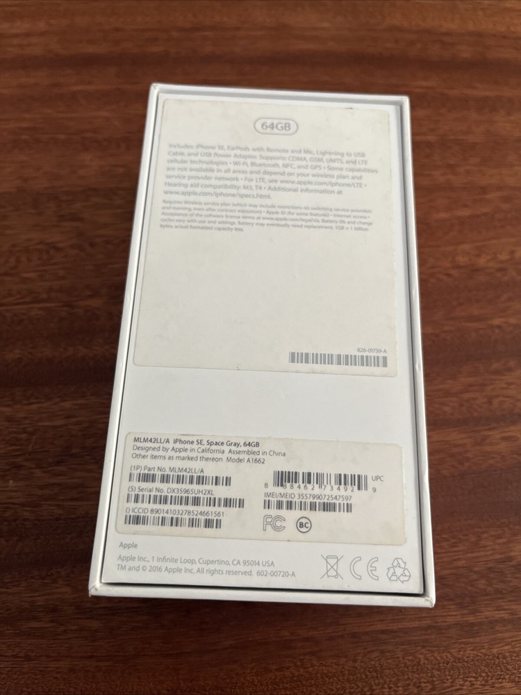 BOX ONLY!!!! Apple iPhone SE - 64 GB - Black