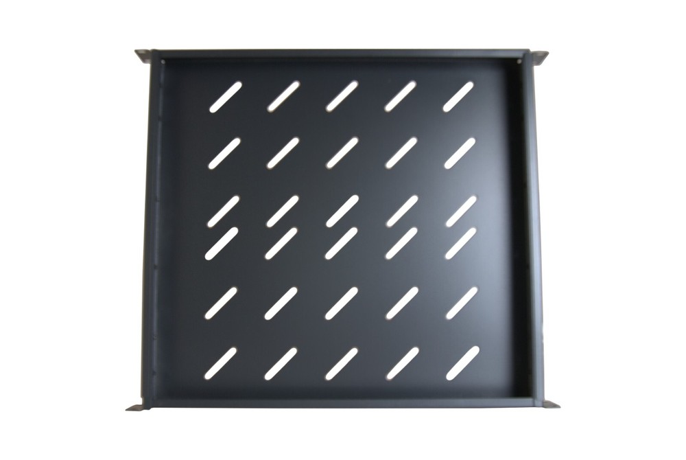 1U Fixed Vented Server Shelf 19" 4 Post 16in - 37in Adjustable Rack Mount Black