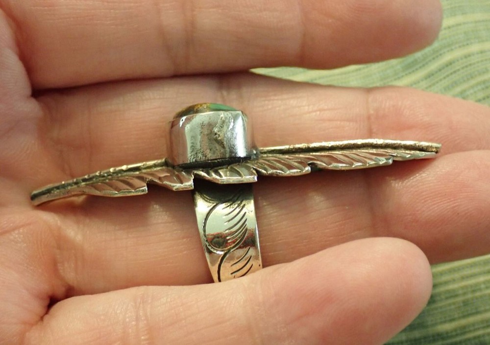Feather Ring with Turquoise adjustable