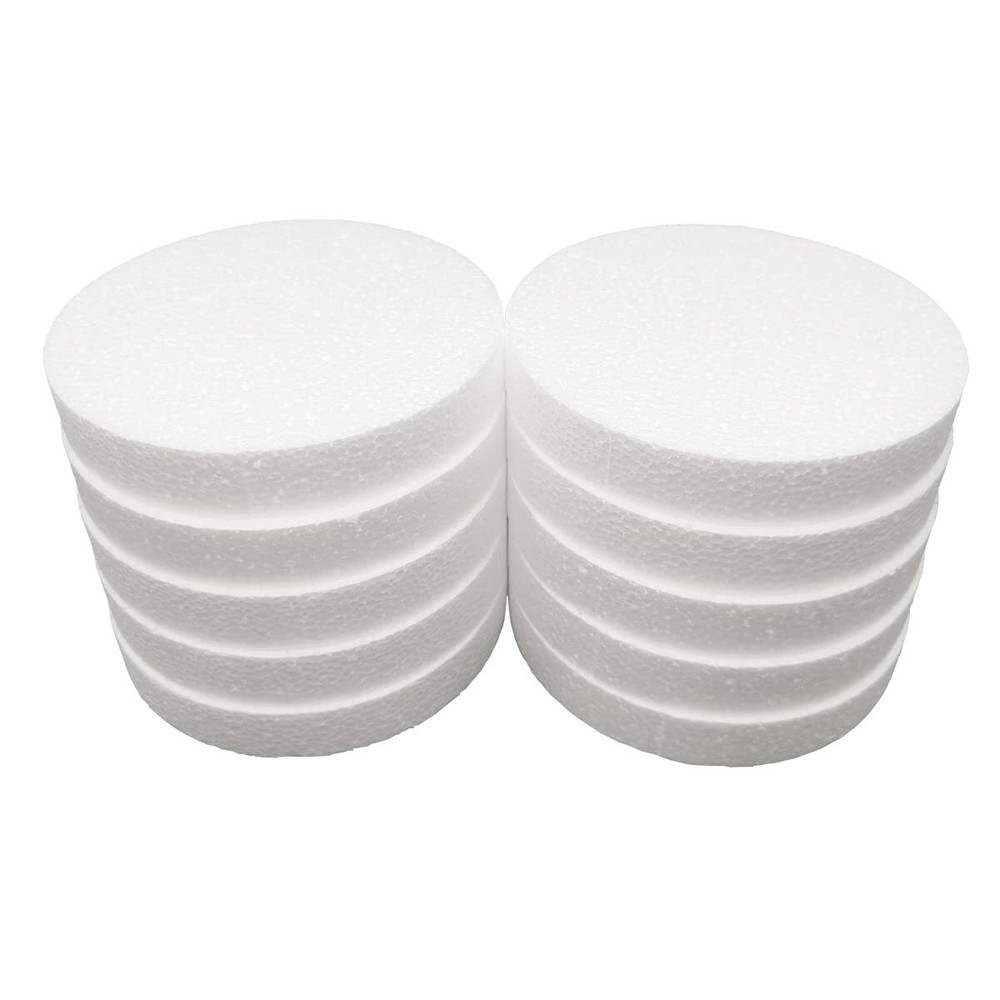 Polystyrene Foam Circles for Crafts 6 Inch 10-Pack 1" Thick White Discs