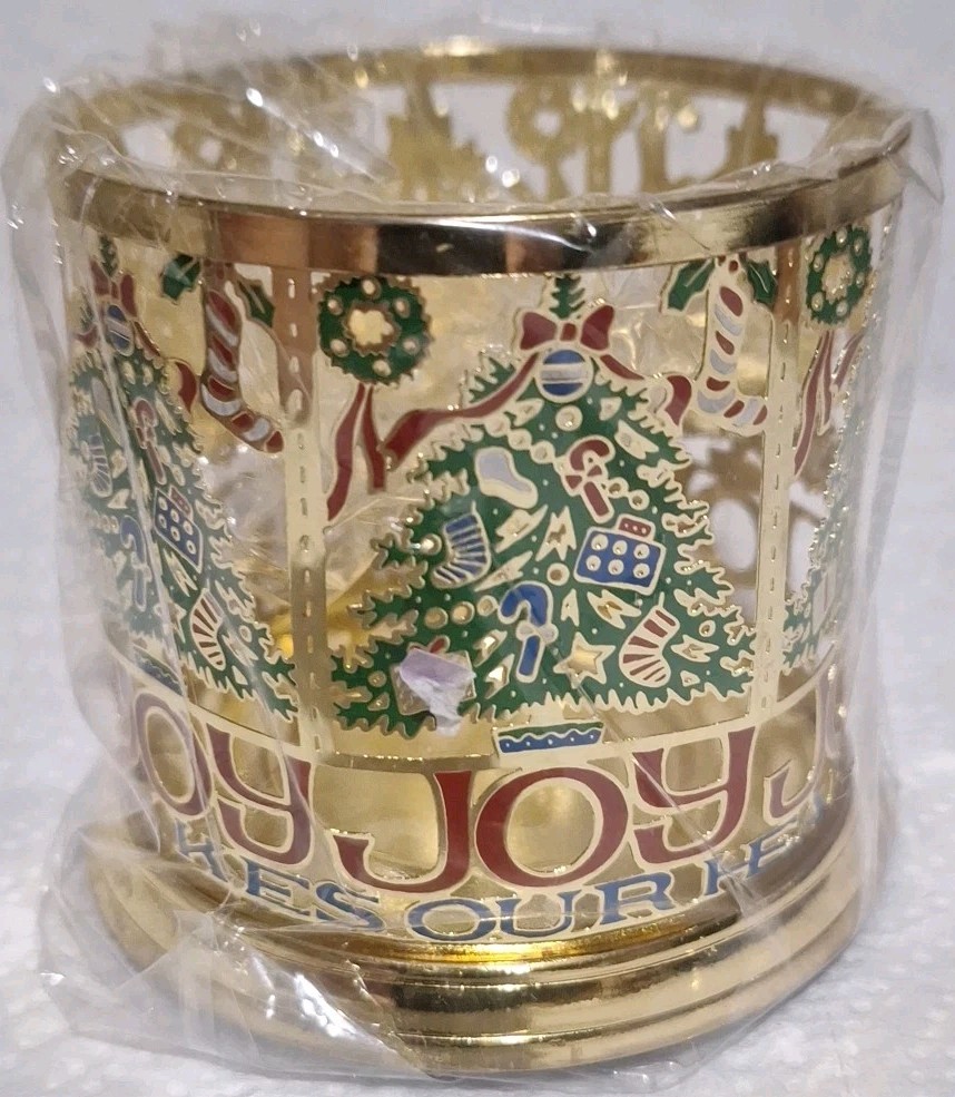 Joy Christmas Holiday Candle Holder 3"