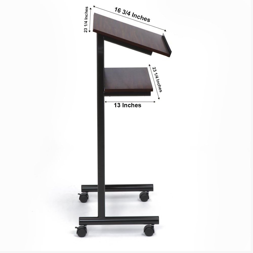 Audio-Visual Direct Wheeled Lectern Podium - Standing Standing, Black/Cherry