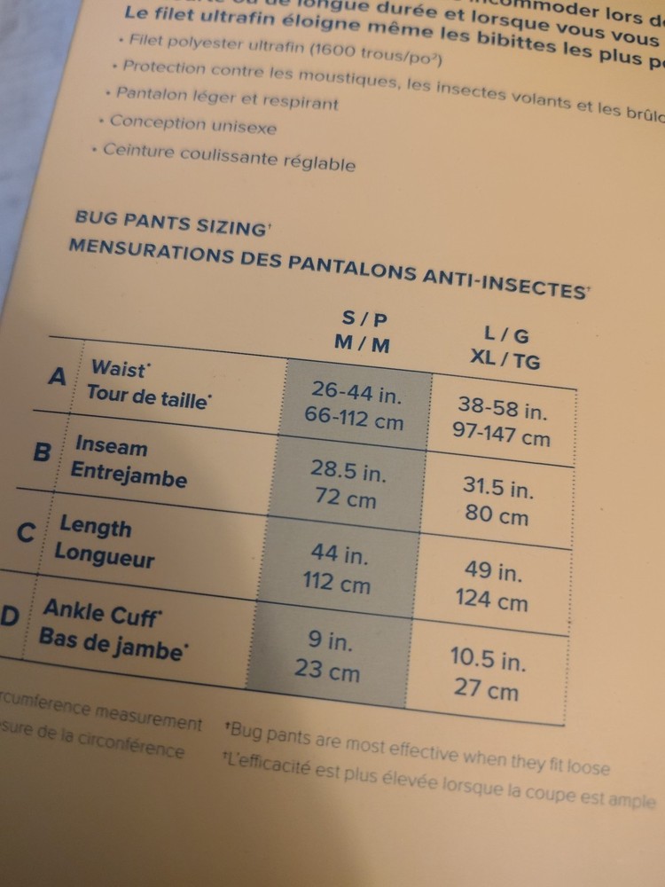 Coghlan's Outdoor Survival Camping Bug Pants - S/M