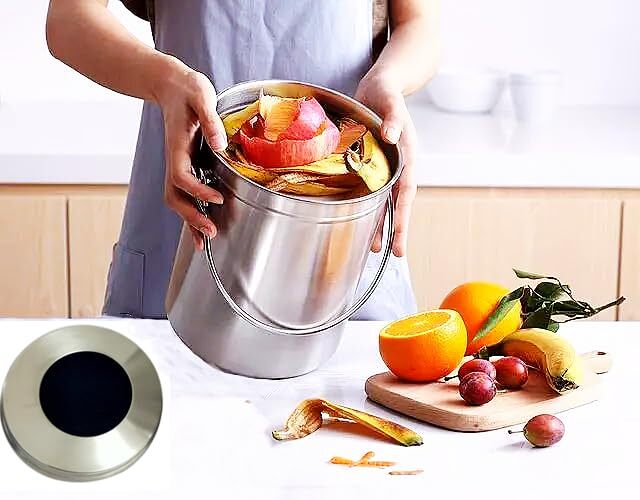 Kitchen Compost Bin Charcoal Filter 7.25 Inch Diameter Extra Thicker & Bigger...
