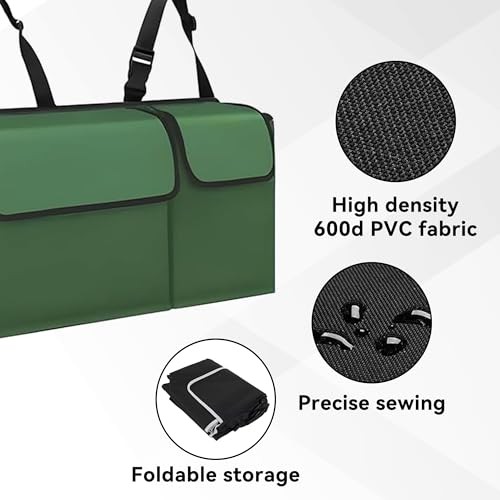 Adjustable Green Car Trunk Organizer with Backseat Storage - Large Storage