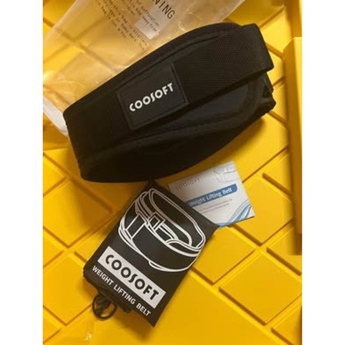 COOSOFT Weight Lifting Belt Medium Black Gym Workout Support Adjustable Strap