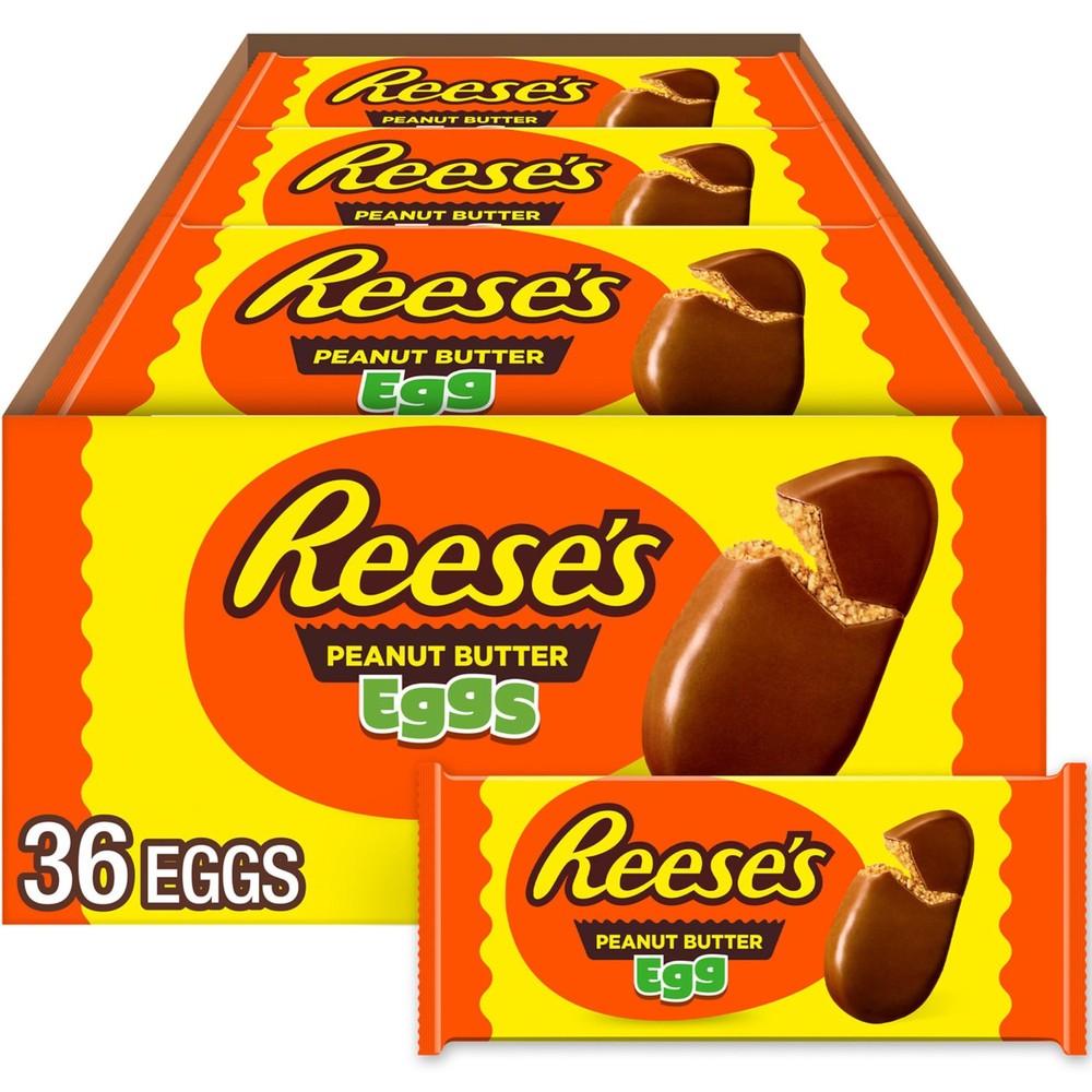 REESE'S Milk Chocolate Peanut Butter Eggs, Easter Basket 36 Count