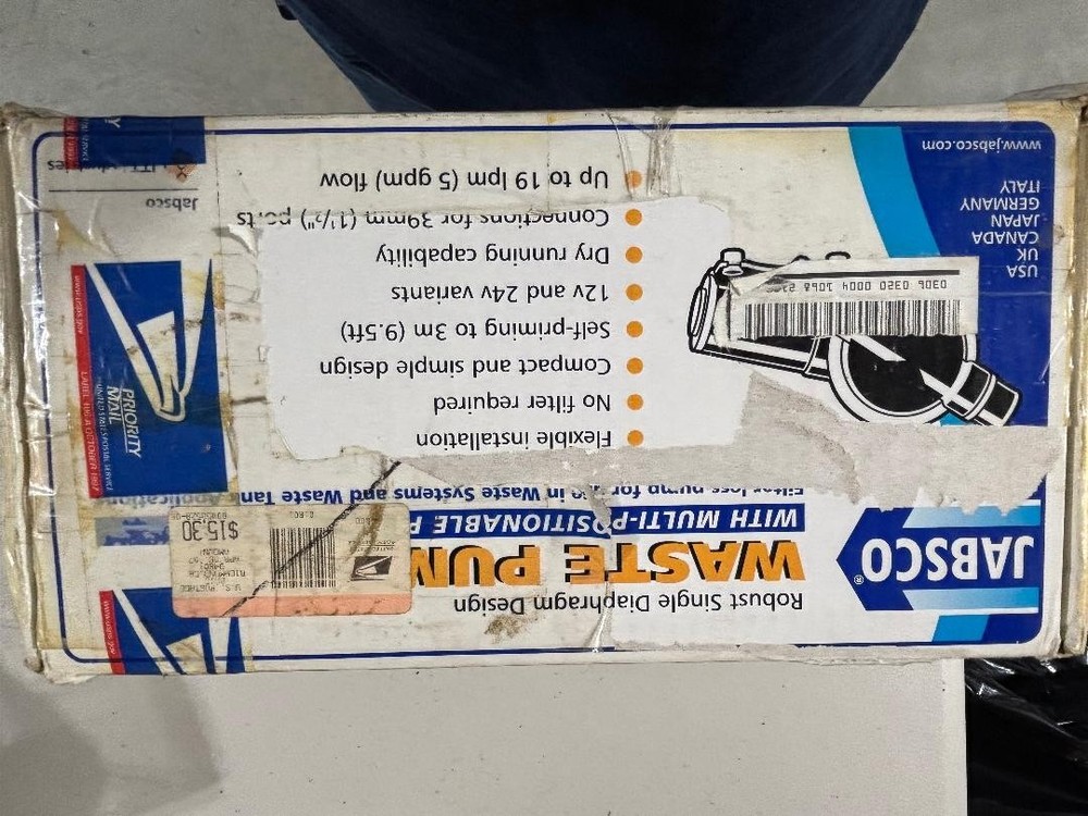 JABSCO 50890-1000 Marine Shower & Bilge Pump 12V DC 10 Amp DIAPHRAGM STYLE! NOS!