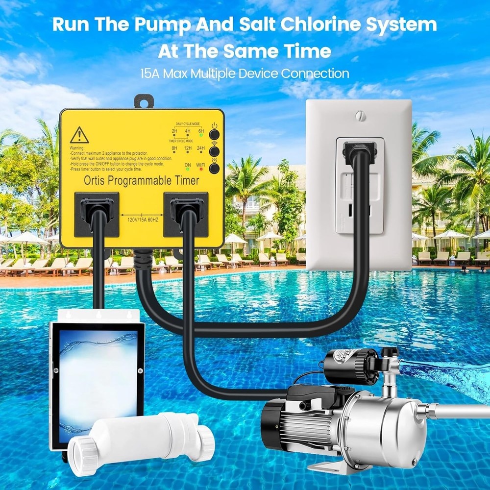 WiFi Pool Timer Switch for Smart Life App Control - Dual Socket Convenience
