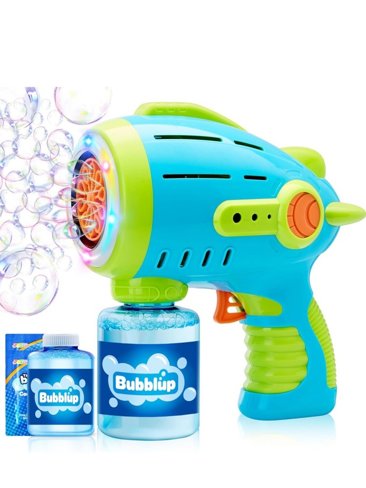 Light Up Airship Bubble Guns for Kids Ages 4-8, with Bubble Refill Solution, 100