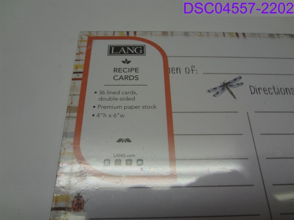 36-pack Lang Spring Meadow Recipe Cards 4" x 6"