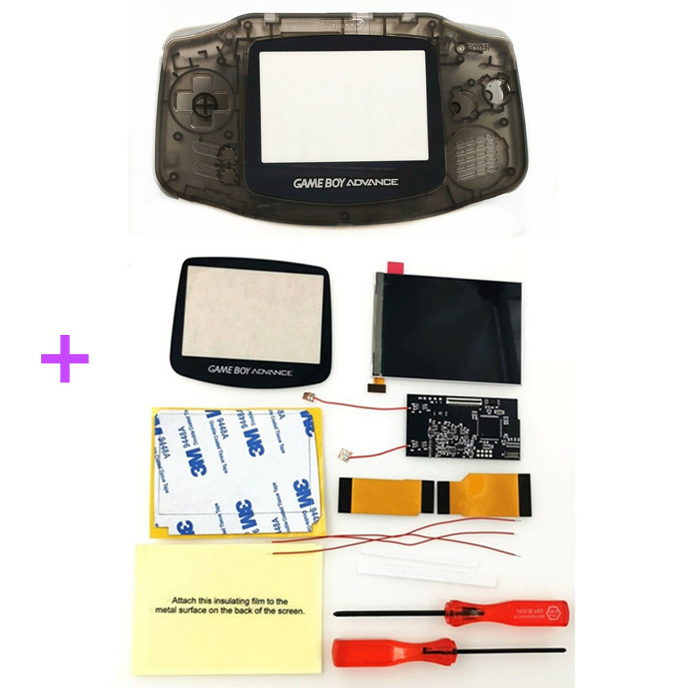 8 Colors GBA V2 IPS Backlight LCD Mod & GBA Pre- Cut Full Housing shell kit
