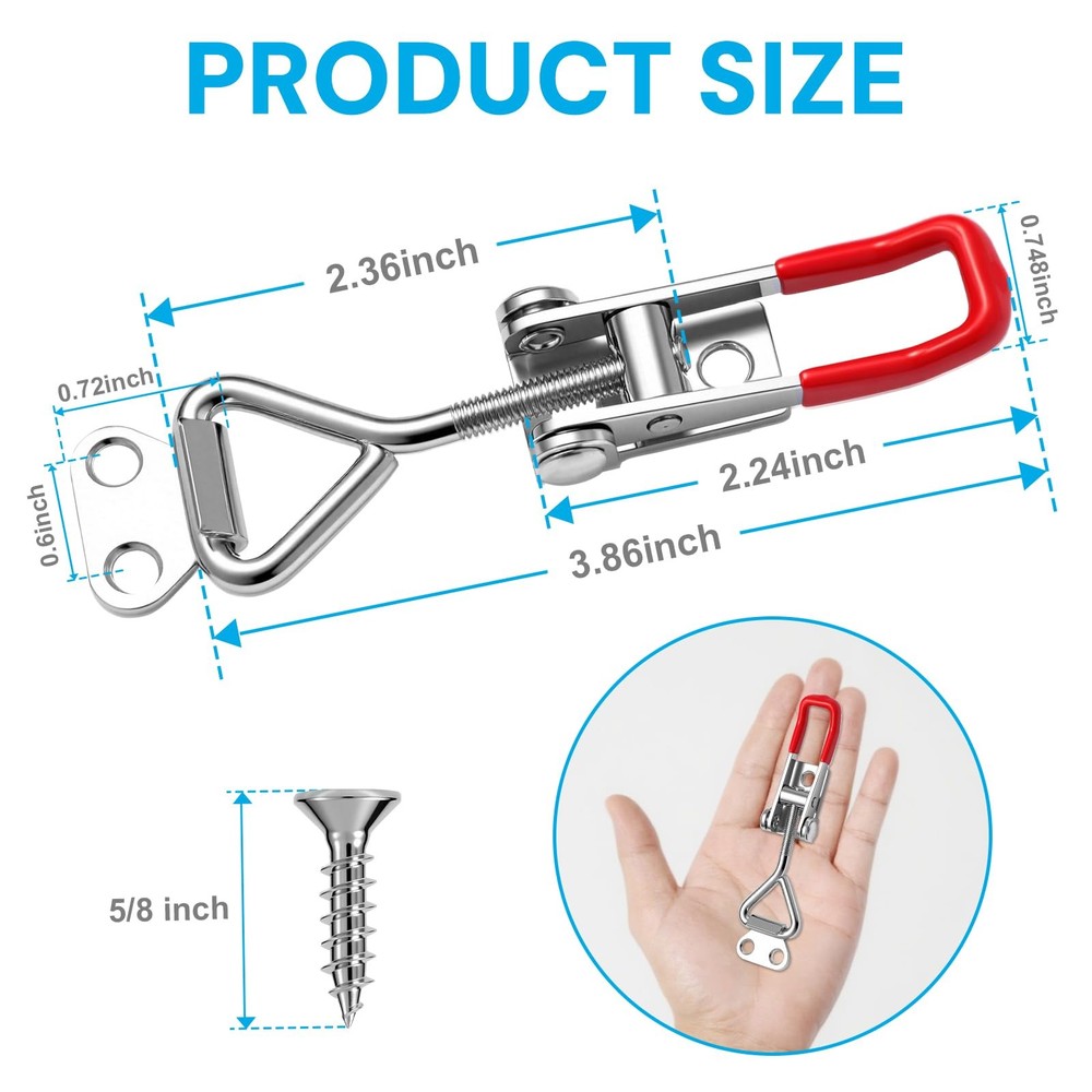 pwkauka 6 Pack Toggle Latch Clamp 4001, Adjustable Quick Release Pull Red