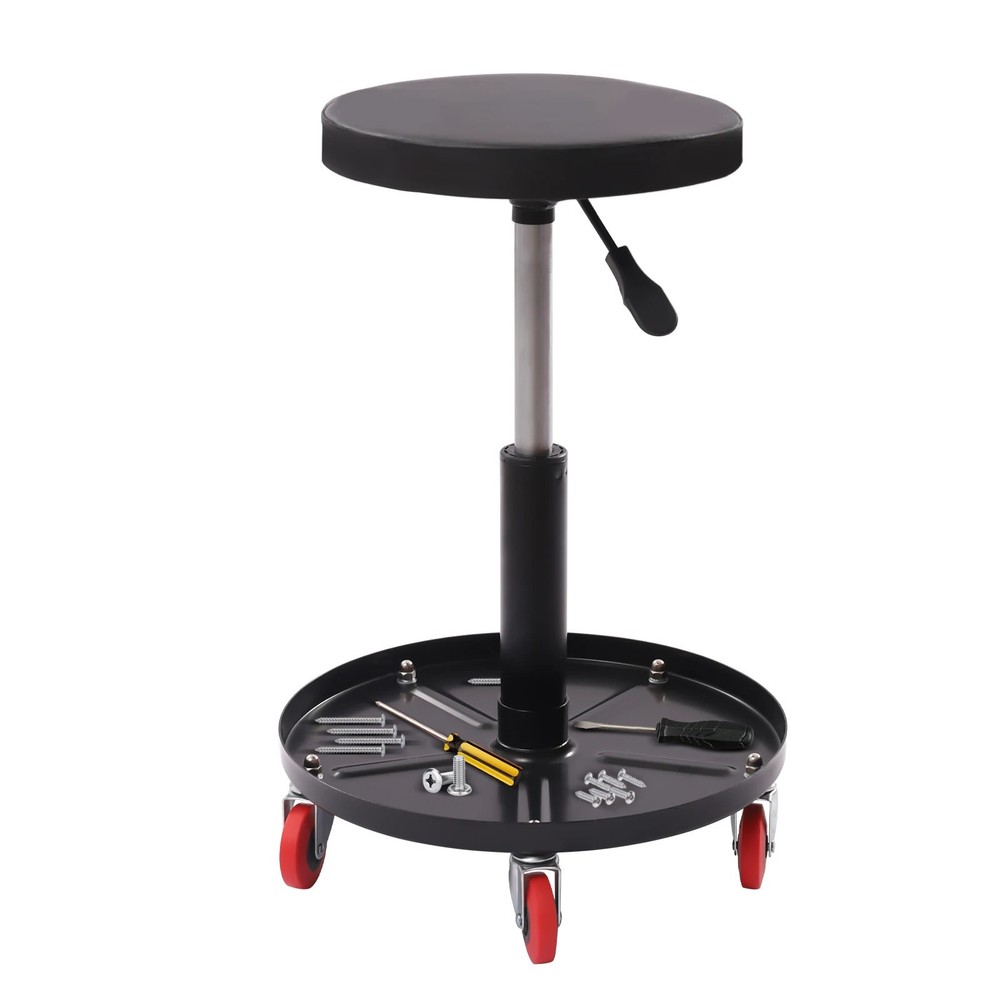 Pneumatic Mechanic Roller Seat Adjustable Rolling Stool with Tool Tray