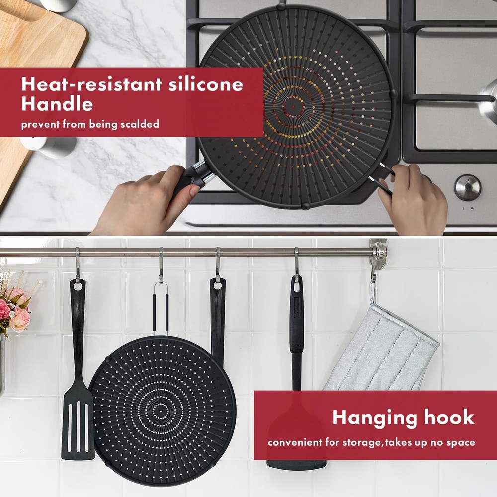 Silicone Splatter Screen for Frying Pan Suitable for 13” Pans, Multi-Use Grea...