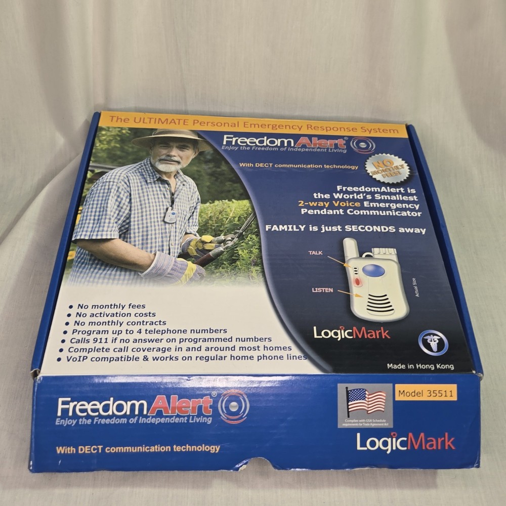 New NOB LogicMark Freedom Alert Fall Emergency System Model #35511 Open Box