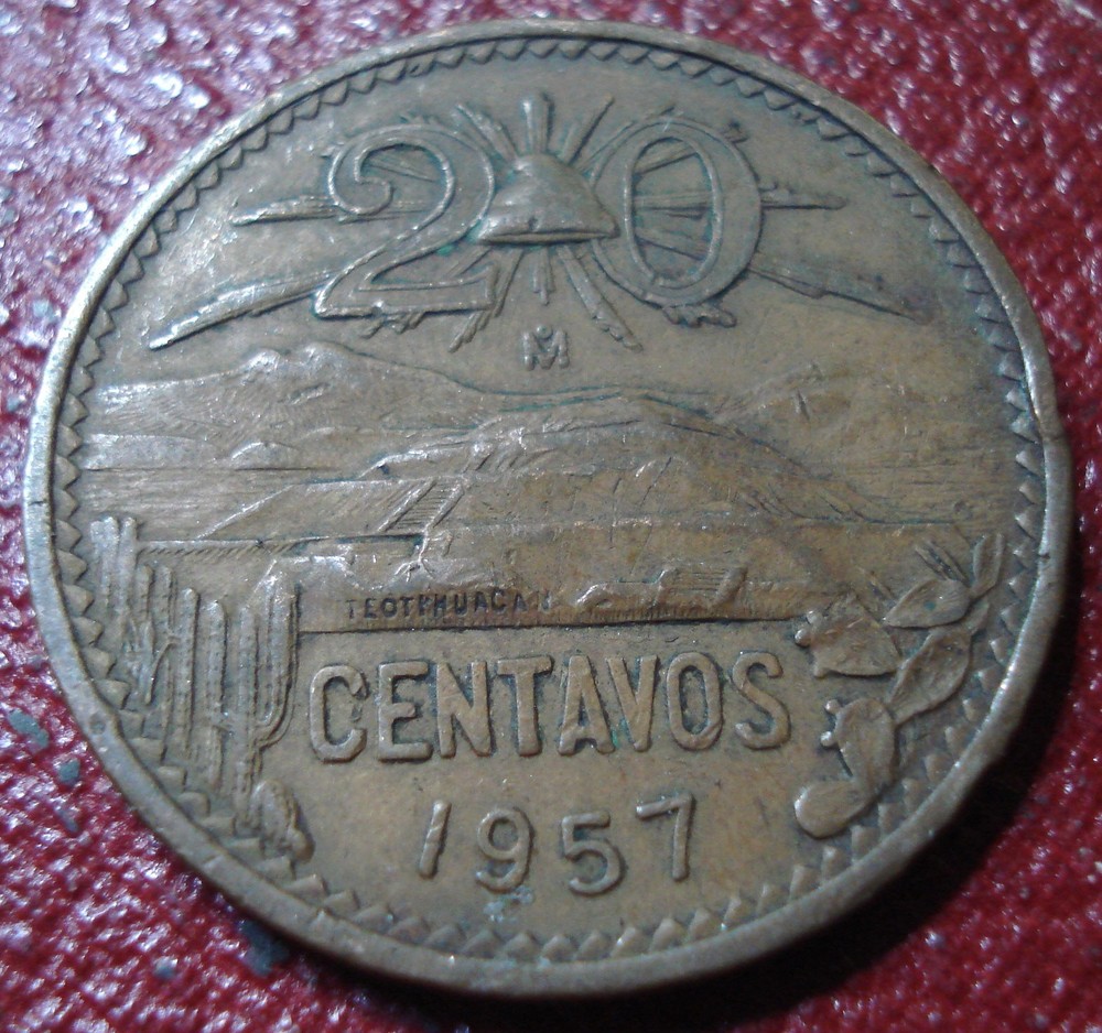 1957 MEXICO 20 CENTAVOS IN VF CONDITION