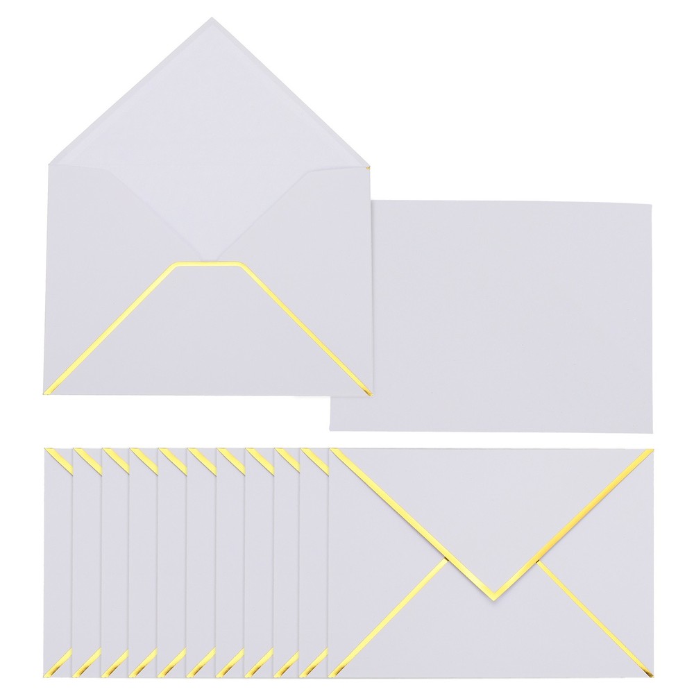 60 Pack A7 Envelope, 5x7 Card Envelope with Gold Border, White