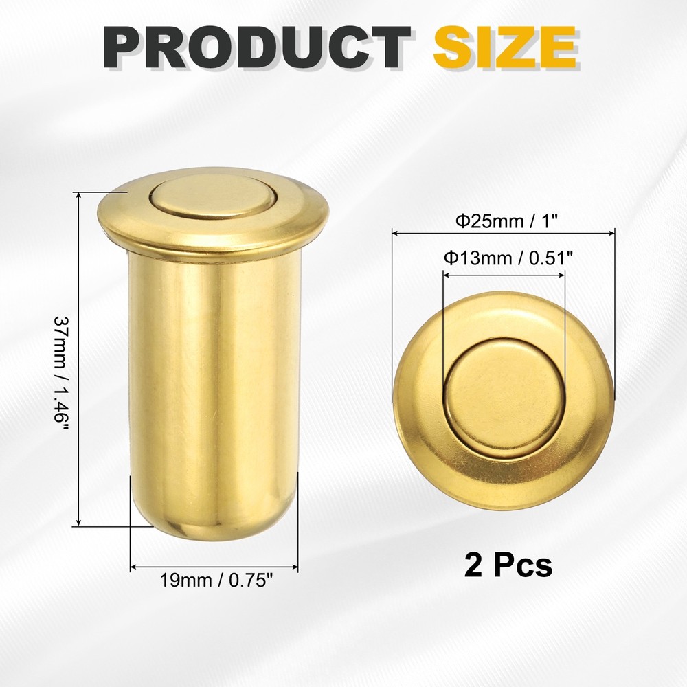 2PCS 0.51" Door Latch Dust Protector, Dust-Proof Sliding Lock Insert, Gold