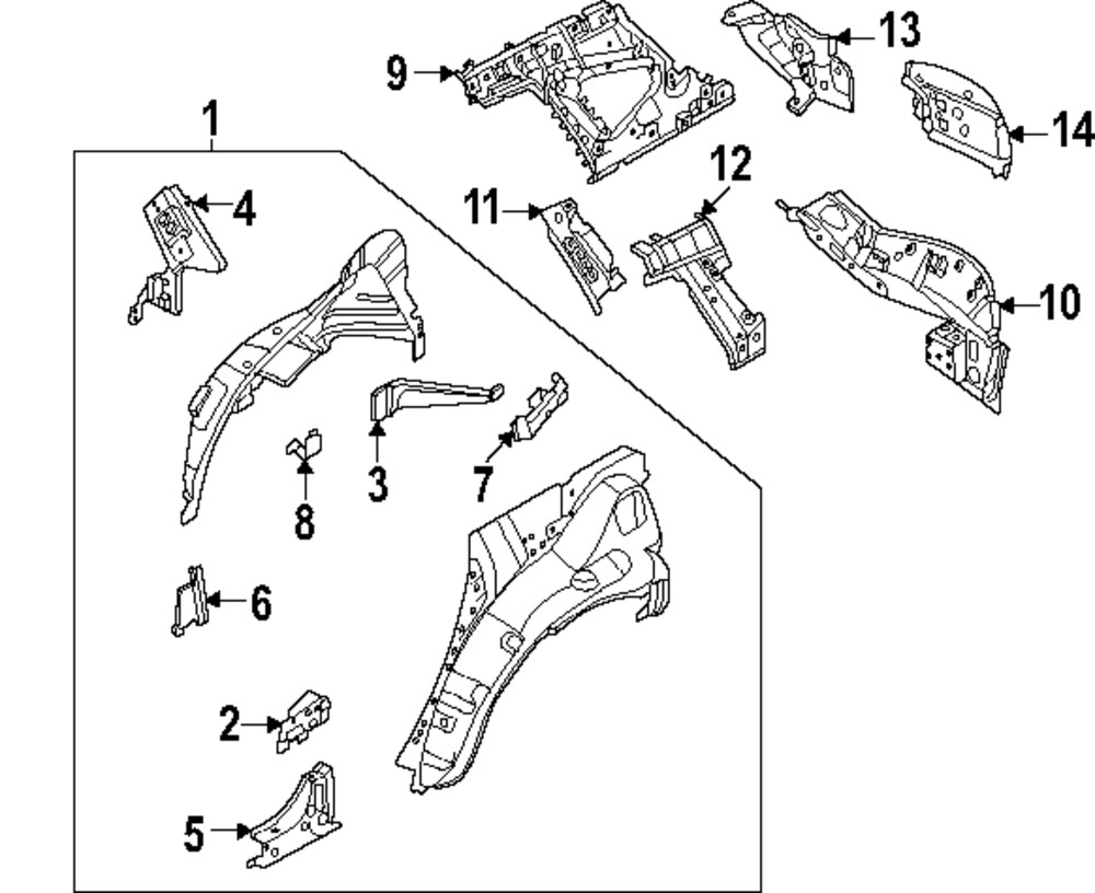 Genuine Nissan Quarter Panel Bracket G6774-7BAMA