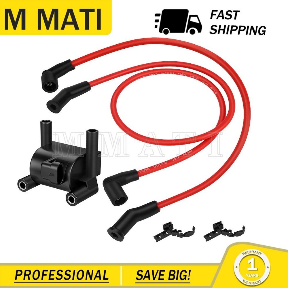 Ignition Coil w/ Spark Plug Wire Cap for FXD FXDB FXDC FXDF FXDL FXDLS FXDWG