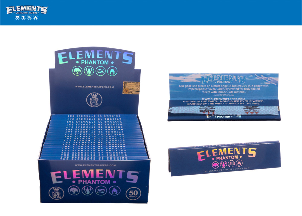 🆕Elements King Size Slim Phantom Rolling Papers Phenomenally Thin | FULL BOX