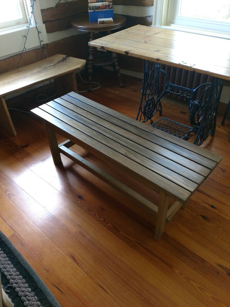 Custom reclaimed chestnut slat bench