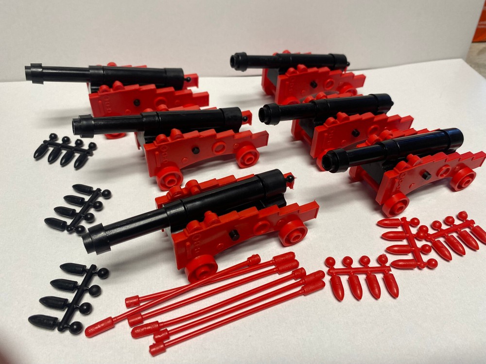 MPC Reissue Naval Cannon (black/red) - Includes six cannons approx 1/32 Scale