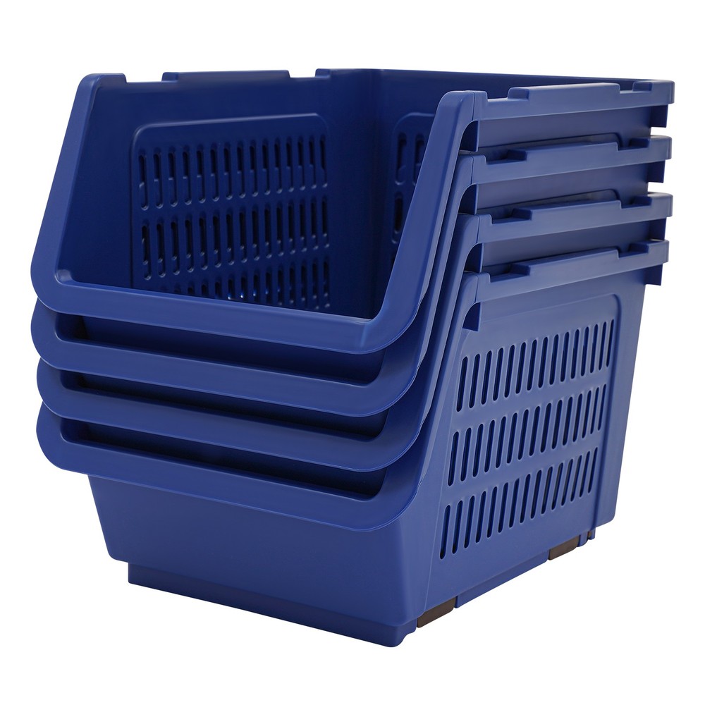 4PCS Stacking Storage Baskets, PP Plastic Stackable Organizer Bins