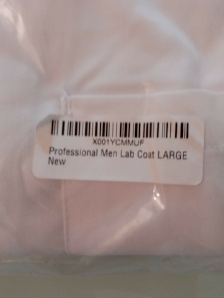 Men's Professional White Lab Coat Large New