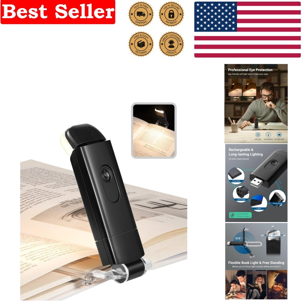Compact Adjustable Brightness LED Clip-On Book Light - Perfect for Night Reading
