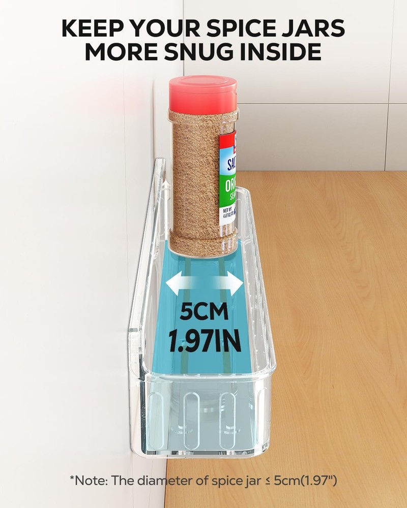 Spice Rack Wall Mount, 4 Pack, Clear, Screw or Adhesive Installation, Spice R...