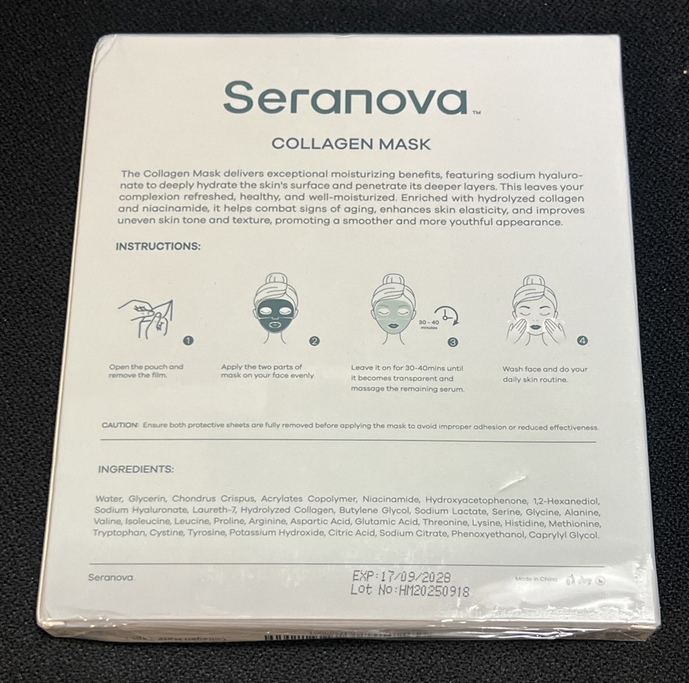 Seranova Collagen Mask 4 Pc New Sealed