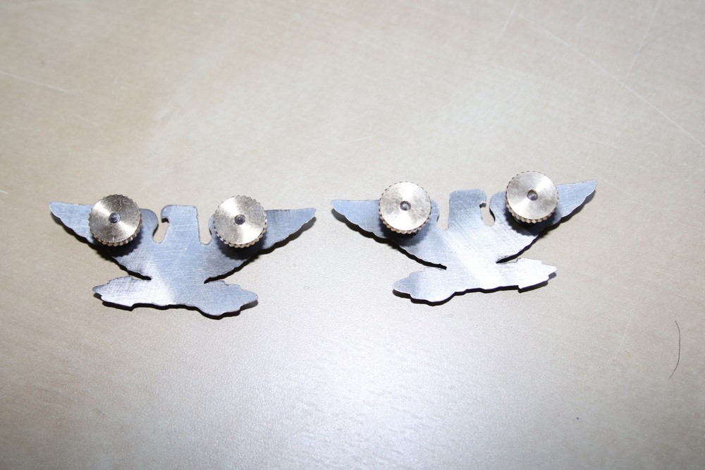 WW2 PATTERN US ARMY WAR EAGLES COLONEL METAL RANK BADGES SCREW POST PAIR