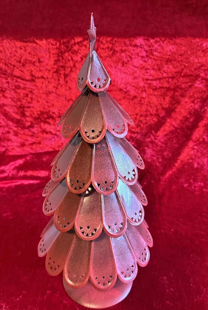 Decorative Tin Christmas Tree; Red