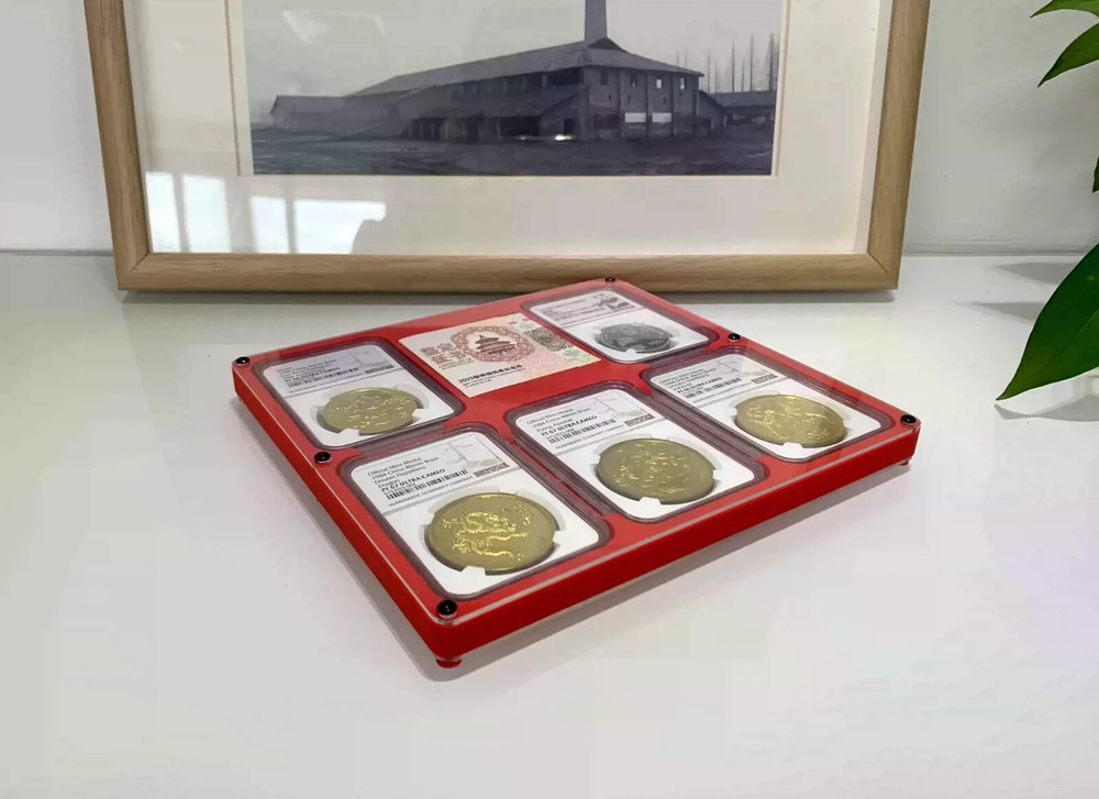 5 Grids Colored Display Frame Case Box For NGC Holder + Pic or Cert. Grid