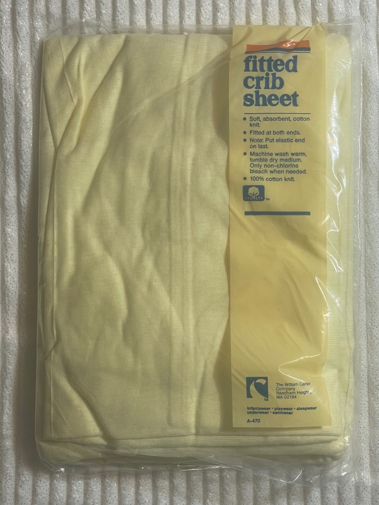 Vintage Carters Fitted Crib Sheet Yellow Sealed Carter's