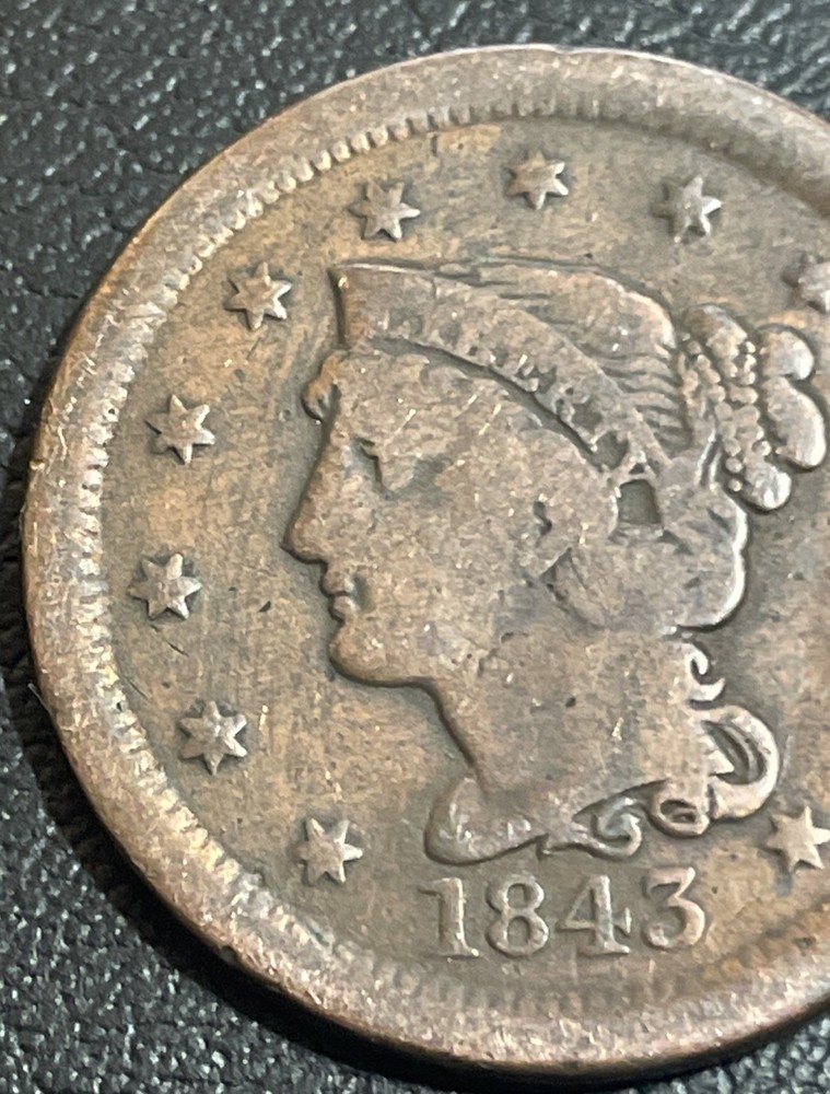 1843 Braided Hair Large Cent US