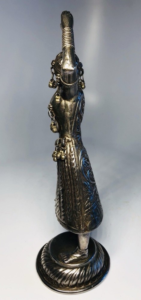 Antique Circa 1900 Engraved Sterling Silver Dancing Dangle Figure Dancer 9.5”