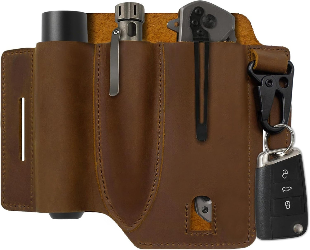 Leather EDC Multitool Sheath for Belt, EDC Belt Organizer for Leatherman Tools,