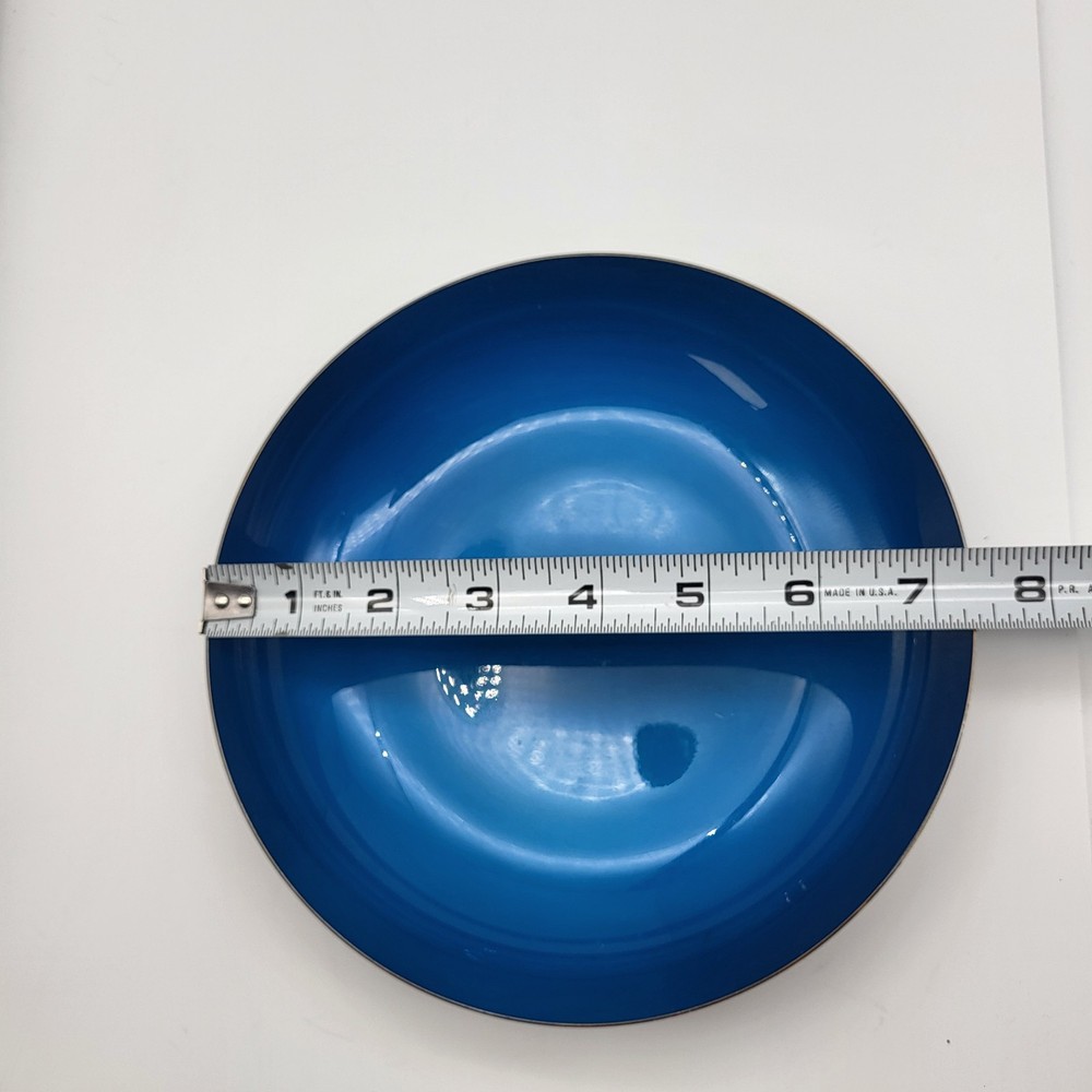 MCM REED & BARTON Blue Enamel Silverplate Nut Candy Dish Bowl