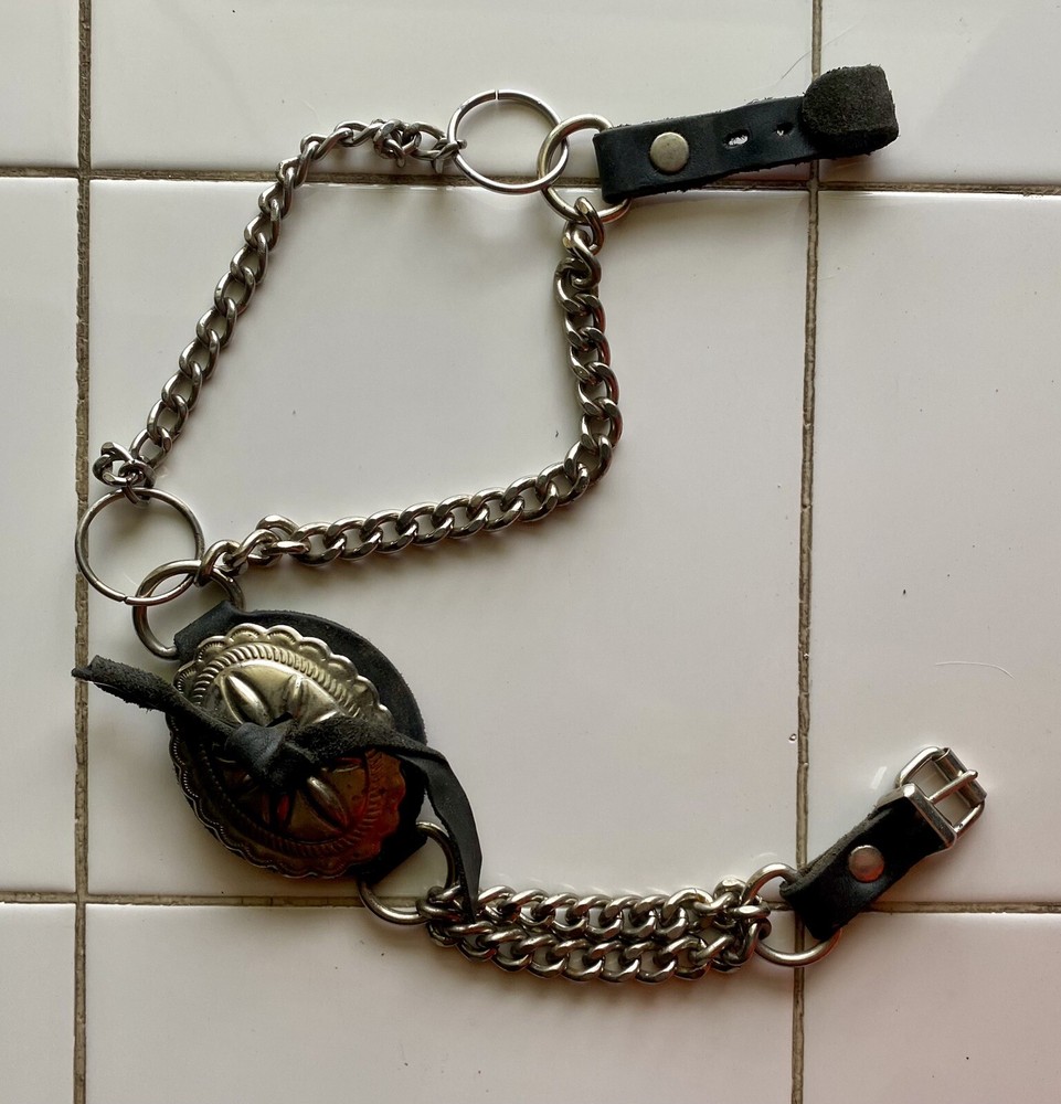 VINTAGE BOOT CHAIN (Black Leather & Chrome Chain)