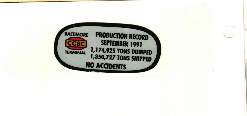 RARE 1991 BALTIMORE TERMINAL CONSOL COAL CO. COAL MINING STICKER # 1038