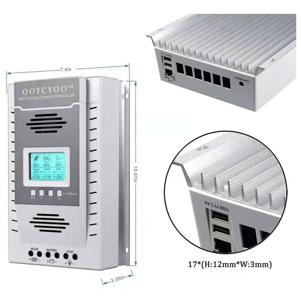 100A 80A 60A-20A MPPT Solar Panel Regulator Charge Controller 12V/24V PV 100V A2