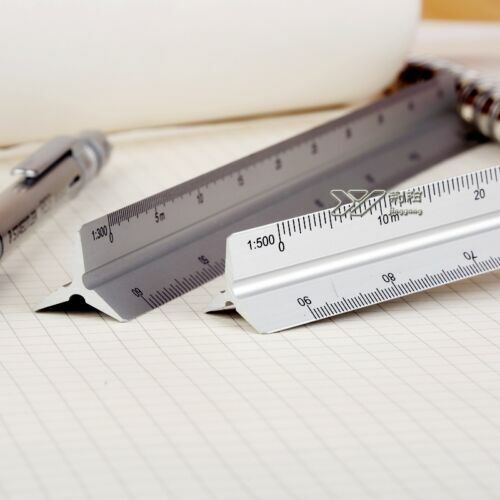 15cm Triangular Scale Ruler Aluminium Metal Architects Engineers Ruler 1:100-600