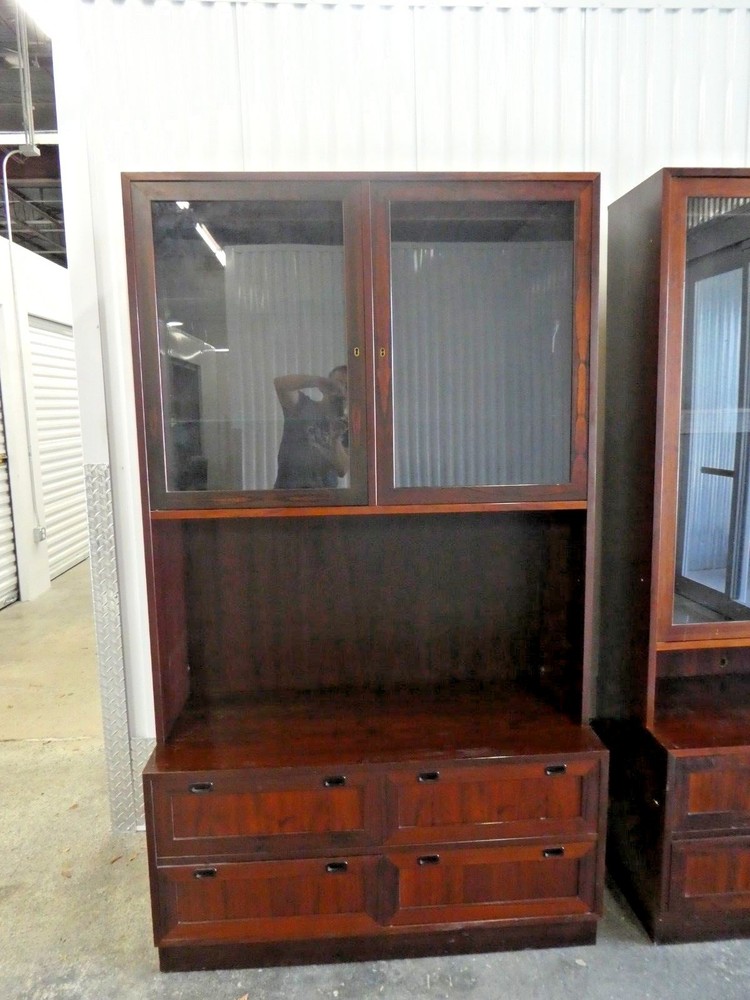 2 IMPOSING DANISH MODERN ROSEWOOD BOOKCASES WITH INTERNAL LIGHTING