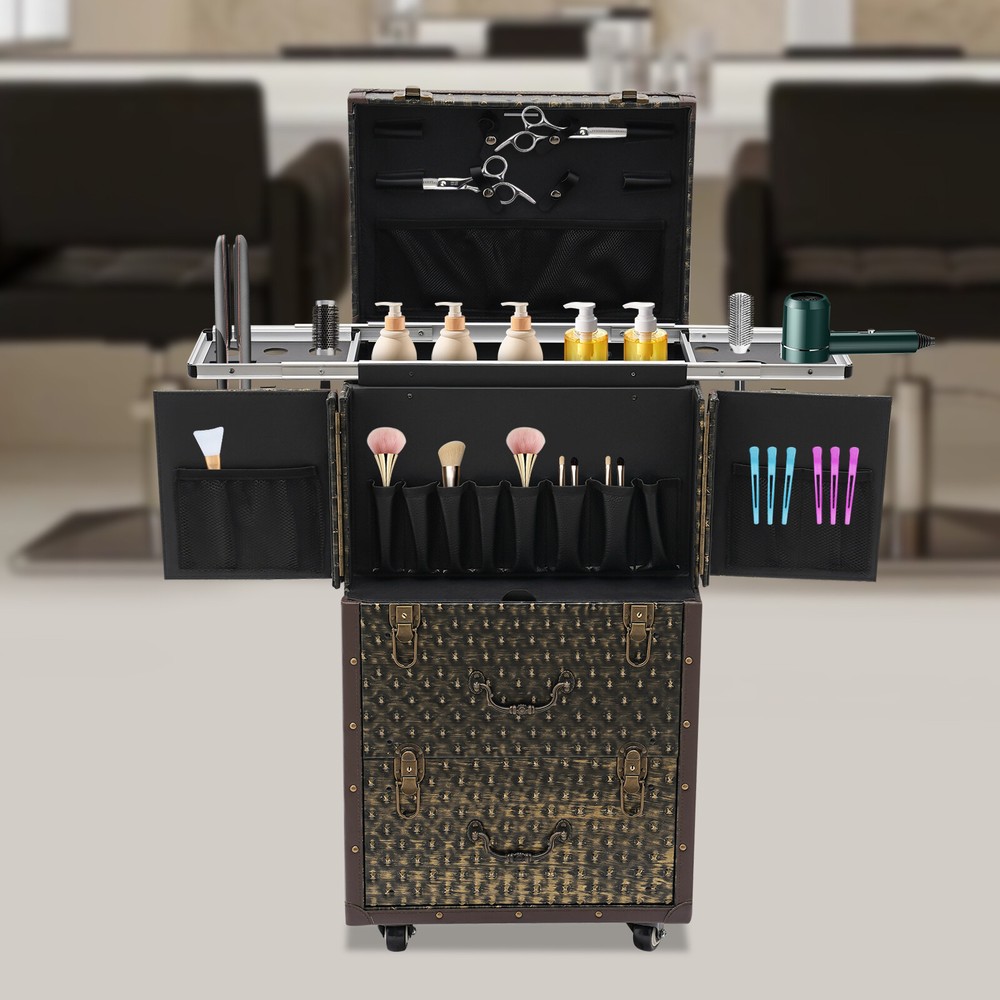 Rolling Lockable Makeup Train Case Organizer Trolley Lockable Professional