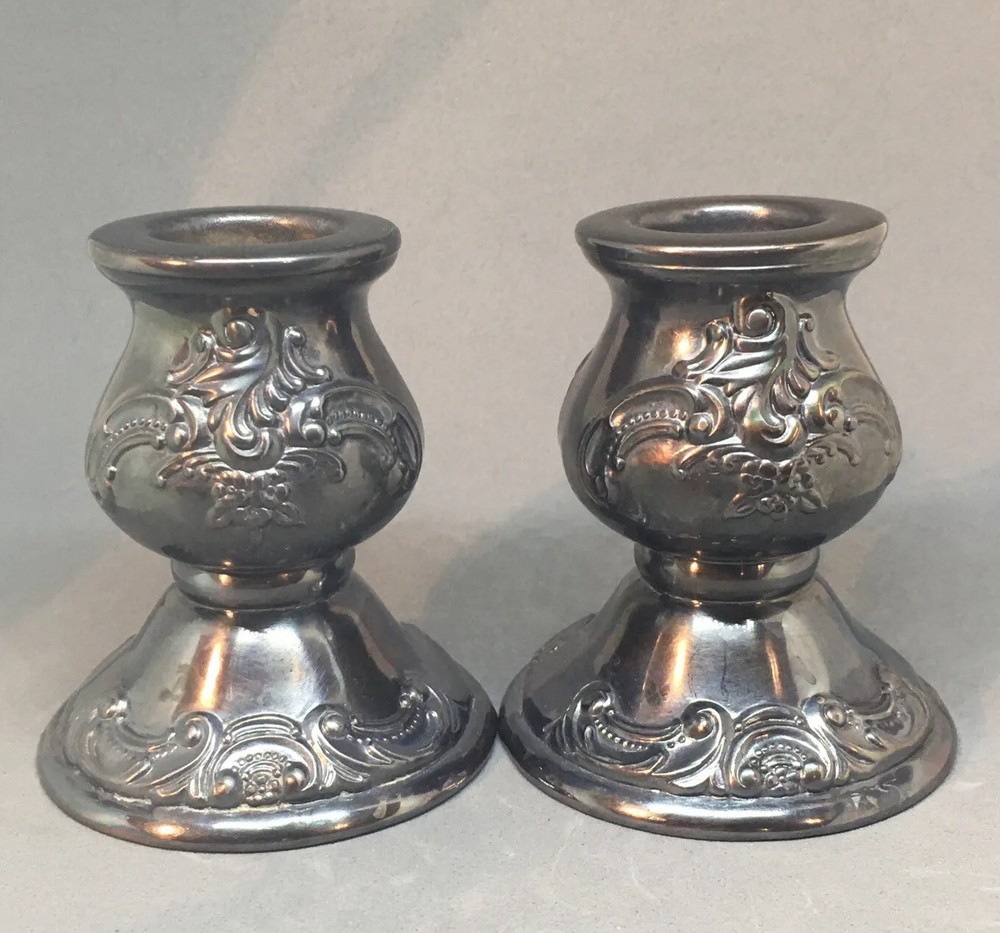 Vintage Wallace Silver Co. Baroque Pattern 736 Candle Holders